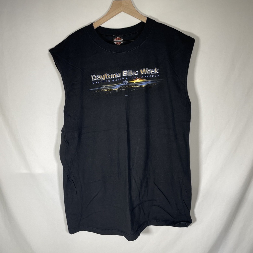 Harley Davidson T-Shirt Bike Week 2003 Daytona Beach, FL Mens Size XL Black Tank